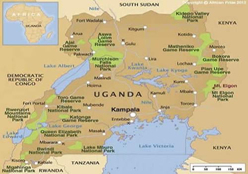 Map of Uganda Showing Tourist Attractions